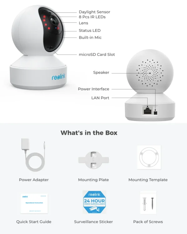 Câmera Wi-Fi 4MP Reolink E1 Pro – Visão 360º e Detecção Inteligente - Image 22
